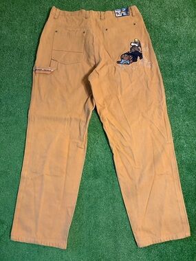 Y2K Raw Blue Embroidered Wide Leg Pants 38x33